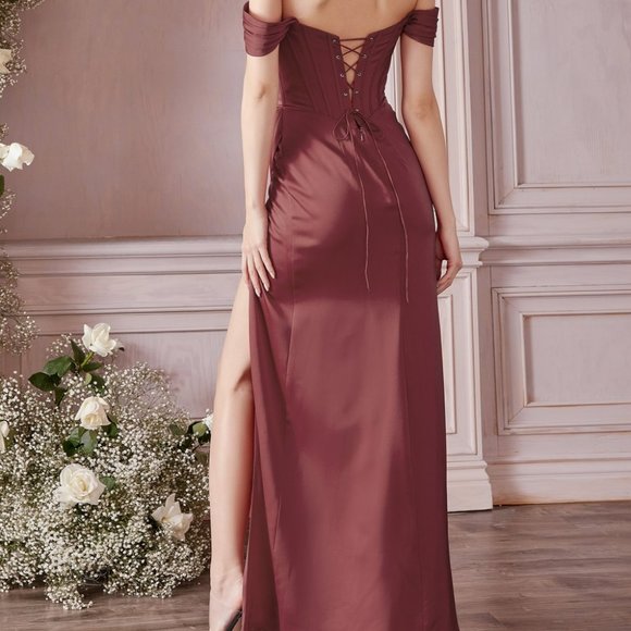 NEW SAGE COLOR PROM PARTY OFF SHOULDER CORSET EVENING SOFT SATIN DRESS CD7484 - Picture 5 of 6